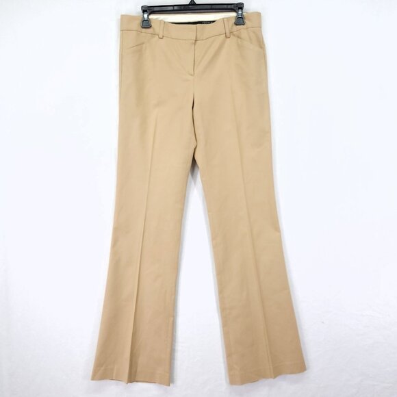 Theory Dress Pants Womens 10 Beige Flare Leg Stretch With Pockets - Picture 1 of 14